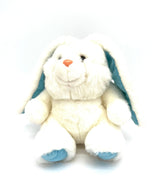 White Easter Bunny Stuffed Animal With Blue On Feet And Ears And A Pink Nose - TheRealThreads